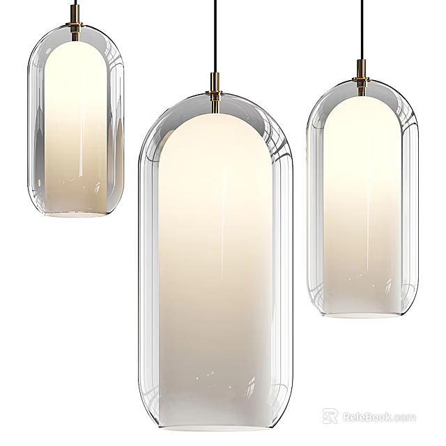 Modern Clear Glass Pendant Lights With Elongated Design And Illuminated Glow 3d model 