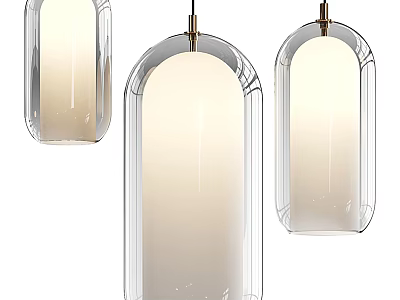 Modern Clear Glass Pendant Lights With Elongated Design And Illuminated Glow 3d model