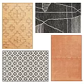 Square Rugs Showcasing Modern Geometric Patterns In Neutral And Warm Tones 3d model