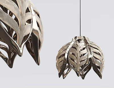 Elegant Leaf Shaped Metallic Chandelier Modern Stylish Design For Home Interior 3d model