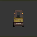 Yellow Industrial Forklift With Red Mast Load Forks Cabin And Wheels