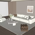 Modern Sofa Coffee Table Combination Single Person Sofa Stool Floor Lamp Hanging Picture 3d model