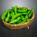 Fresh Green Edamame in a Handwoven Bamboo Basket Ready to Serve