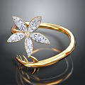 Elegant Gold Ring Featuring Flower Design With Diamond Accents For Daily Use
