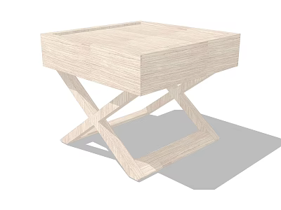 Modern Wooden Bedside Table With X Shaped Legs And Light Wood Finish Contemporary Design 3d model