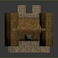 Realistic Miniature House Model With Yellow Walls Brown Tiled Roof Chimney And Stone Base