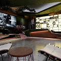 Modern Retail Store Interior Design With Display Wall Decorative Plants And Shelves