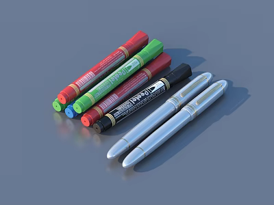 marker pen brush color pen gel pen 3d model