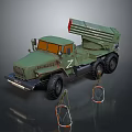 Military Green Heavy Duty Truck With Multiple Rocket Launcher And Support Stands