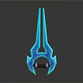 Blue Glowing 3D Modeled Weapon With Long Handle And Red Grip