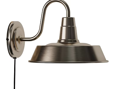 Modern Brushed Metal Wall Light With Curved Arm And Dome Shade Design For Home 3d model