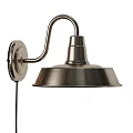 Modern Brushed Metal Wall Light With Curved Arm And Dome Shade Design For Home