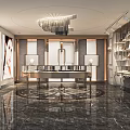 Modern Elegant Jewelry Store Interior With Glass Display Cases Chandelier And Marble Floor