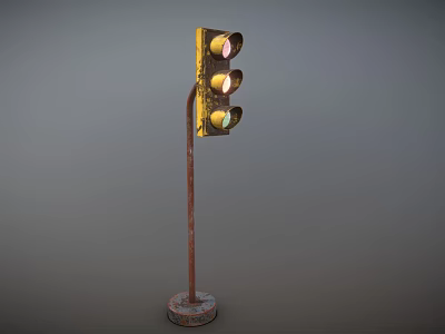 Vintage Outdoor Light With Three Round Lamps And Metal Pole Base 3d model