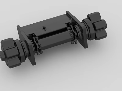 Black Mechanical Vehicle Undercarriage Part With Multi Wheel Assembly And Metal Frame 3d model