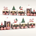 Christmas Themed Decorative Ornament Set with Train Shaped Carriages Santa Tree Candy Cane