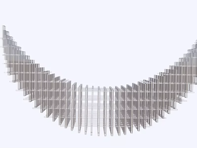 Modern Style Metal Sculpture With Neatly Arranged Slender Strips In Curved Design 3d model