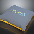 Gray Cushion With Yellow Edges And Colorful Logo For Daily Use