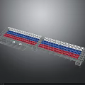 Modern Grandstand Architecture Featuring Red Blue White Seats and Multi Tiered Structure 3d model