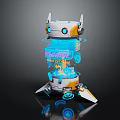 Smart Machine With Metallic Exterior Blue Glowing Mechanical Components And Reflective Base 3d model