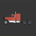 Red Semi Truck Model With Large Wheels Shiny Surface And Metal Front Grille