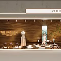 CHILLCHAN Fashion Shop Window Display With Wooden Backdrop Mannequins Dresses Checkerboard Floor