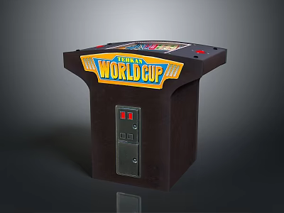 Classic World Cup Arcade Game Machine With Retro Control Panel And Coin Slot 3d model