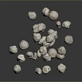 Various Sizes Shapes Wood And Stone Floating On Black Background