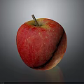 Fresh Red Apple with Yellow Specks and Stem on Dark Shiny Background 3d model