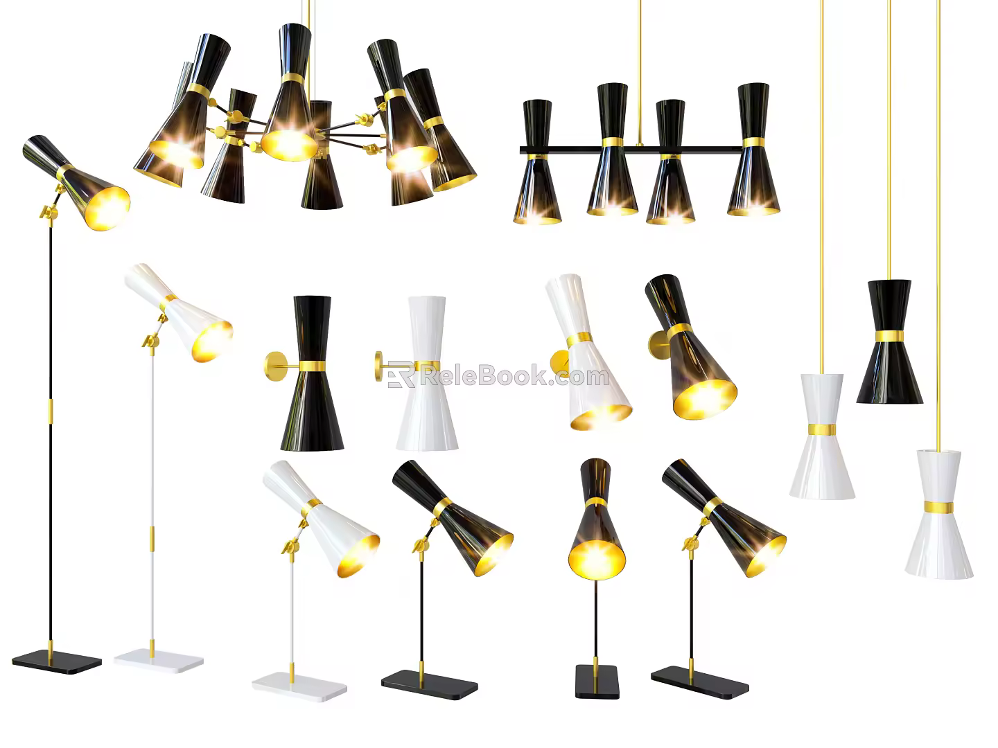 Modern lamp combination wrought iron chandelier combination 3d model