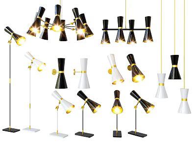 Modern lamp combination wrought iron chandelier combination 3d model