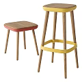 Modern Bar Stool Bar Chair Low Stool Combination 3d model