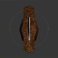 Tactical Knife With Wooden Handle And Metal Blade On Dark Background
