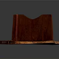 Unique Red Wooden Decorative Stand With Curved Base And Vertical Pillar