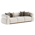 Three Seater Sofa with Soft Fabric Upholstery and Decorative Throw Pillows in Modern Style