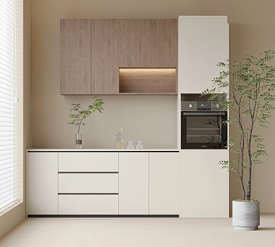 Modern Kitchen Cabinets With Light Dark Tones And Oven 3d model