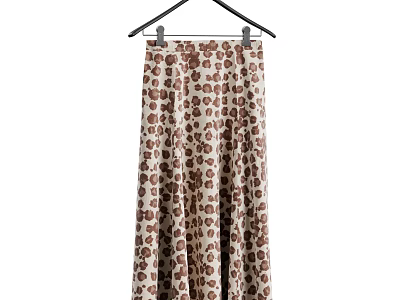 Stylish Long Leopard Print Skirt With Brown And Beige Spots Pattern 3d model