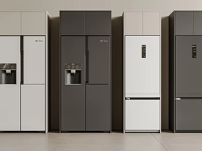 Sleek Modern Refrigerator Designs In White And Gray Colors For Kitchen Home Appliances 3d model