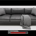 Black Leather Sofa Modern Three-Seat Sofa 3d model