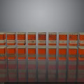 Red Jars With White Labels Neatly Arranged On Gray Background With Reflections
