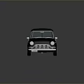 Classic Black Small Vintage Car With Round Headlights Grille And Shiny Exterior