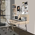 Modern Desk Chair Study Desk Writing Desk Computer Desk 3d model