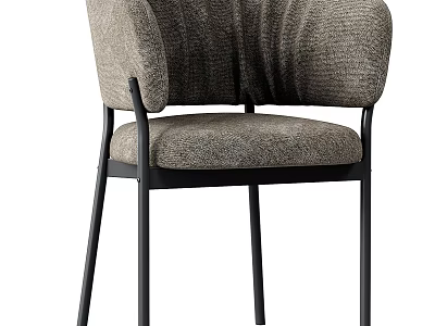 Modern Accent Chair With Textured Fabric Upholstery Curved Backrest Padded Seat And Black Metal Legs 3d model