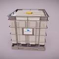 Industrial Storage Container With Metal Frame Yellow Lid And Side Label 3d model