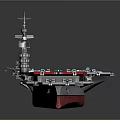 Detailed Aircraft Carrier Model With Flight Deck And Control Tower Structure