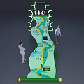 Scenic Tourist Model Featuring Green Wavy Path Liuxiaoyan Landmark And Figures