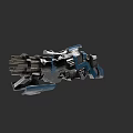 Advanced Futuristic Multi Barrel Weapon With Blue Black Metallic Mechanical Design