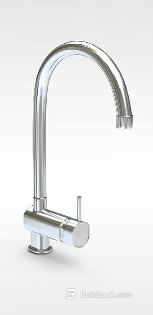 Modern Stainless Steel Kitchen Faucet With Tall Spout And Single Handle Design 3d model 