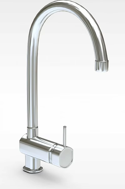 Modern Stainless Steel Kitchen Faucet With Tall Spout And Single Handle Design 3d model