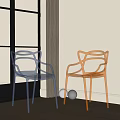 Modern Transparent Leisure Chairs In Blue And Gold For Living Room Interior